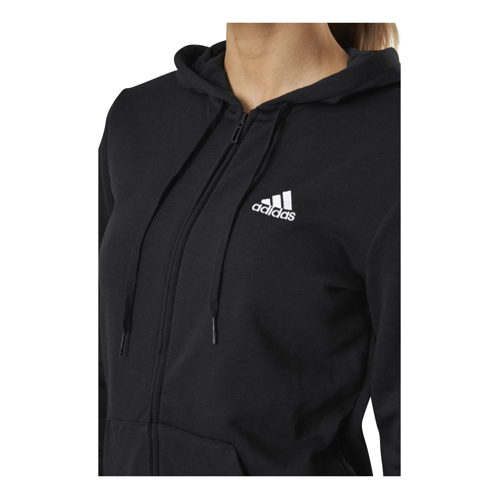 ADIDAS Essentials Full-Zip Hoodie Black / White 4 ADIDAS Essentials Full-Zip Hoodie Black / White - Afbeelding 4
