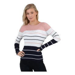 ONLY Natalia Stripe L/S Pullover Knt Red