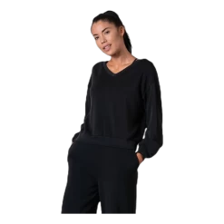 ONLY Gaia L/S V-Neck Top Swt Black