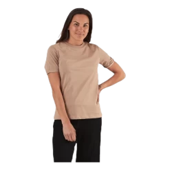 Pieces Ria Ss Fold Up Solid Tee Beige