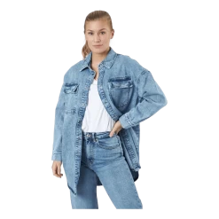 ONLY Onlkasia Ls Os Shirt Dnm Bj No Medium Blue Denim