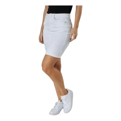 Pieces Lili Mw Denim Skirt White